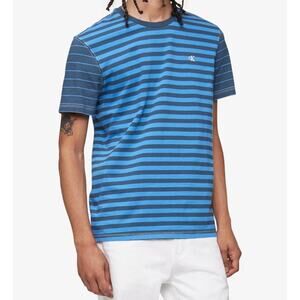 Calvin Klein Men's Ink Blue Rugby Stripe Regular Fit T-Shirt Size XS